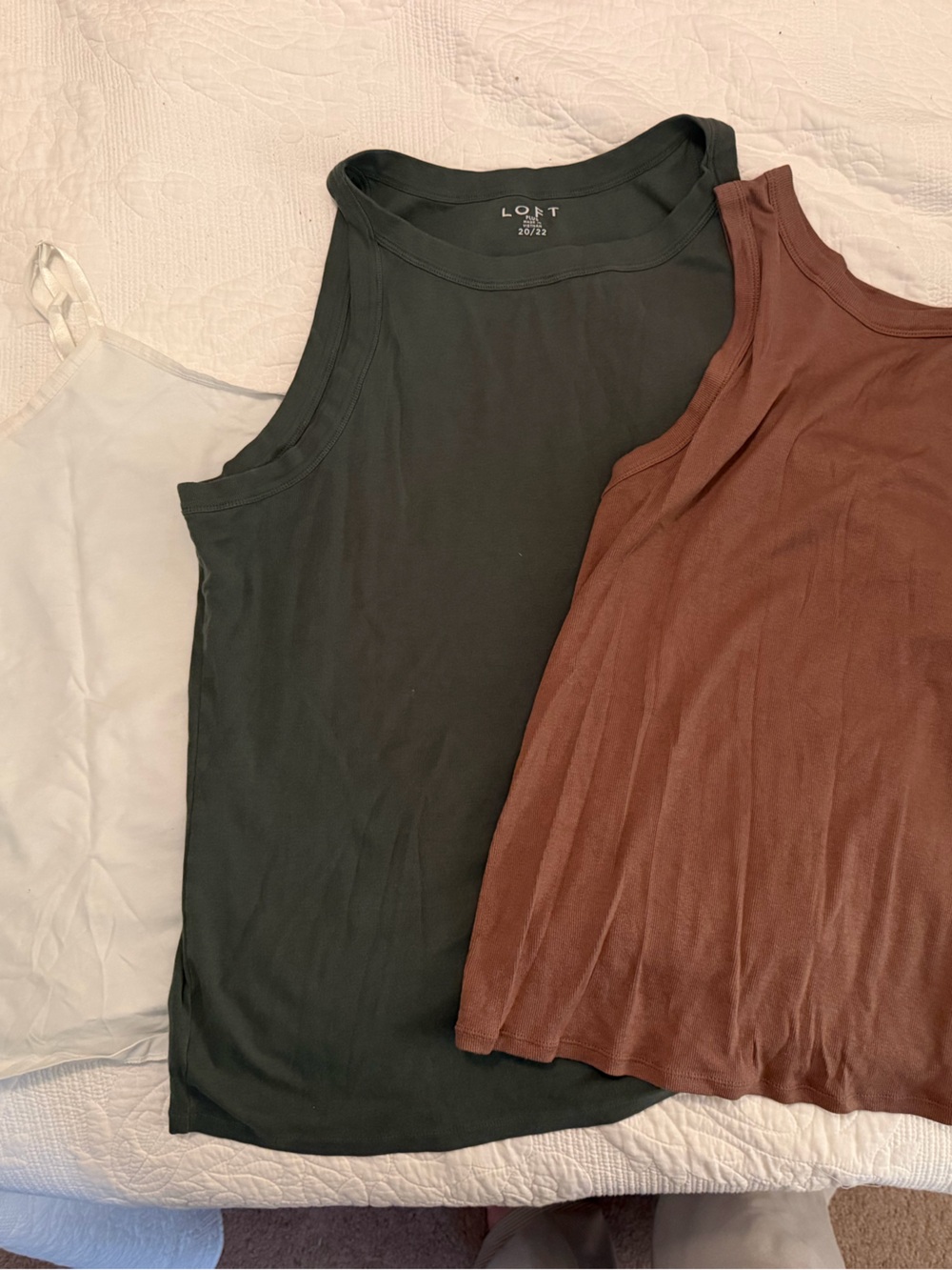 Tank Cami Bundle - White, Olive Green and Brown - Lane Bryant, LOFT and Target